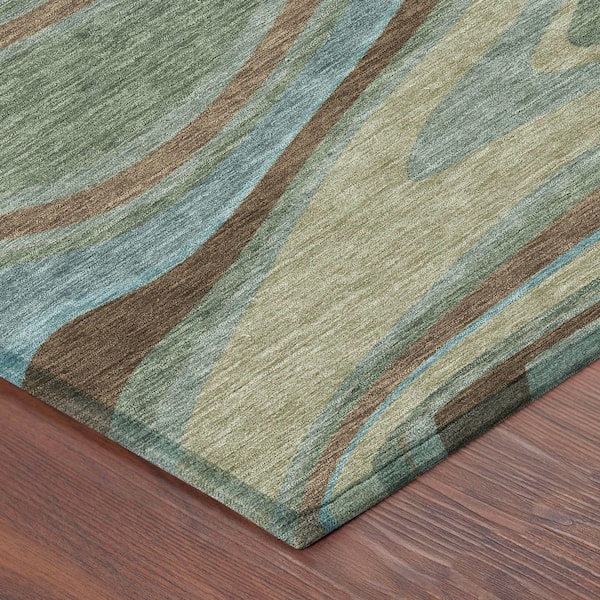 Chantille Machine Washable Indoor/Outdoor Abstract ACN2494 Basil 8 ft. x 10 ft. Area Rug