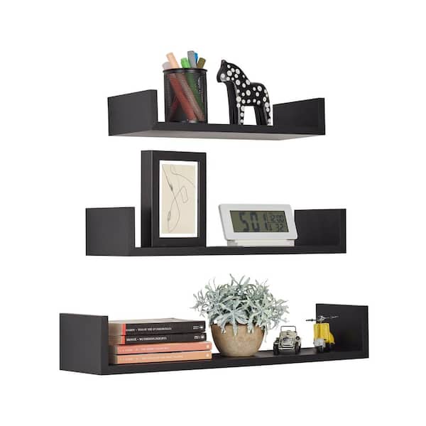 Home Shelf 4.125 Set XF22039BK x of DANYA Aalto x The - Depot - B Wall 5.625 3 W D 23.625 Decorative in. Floating in. Black in. U-Shaped Set -