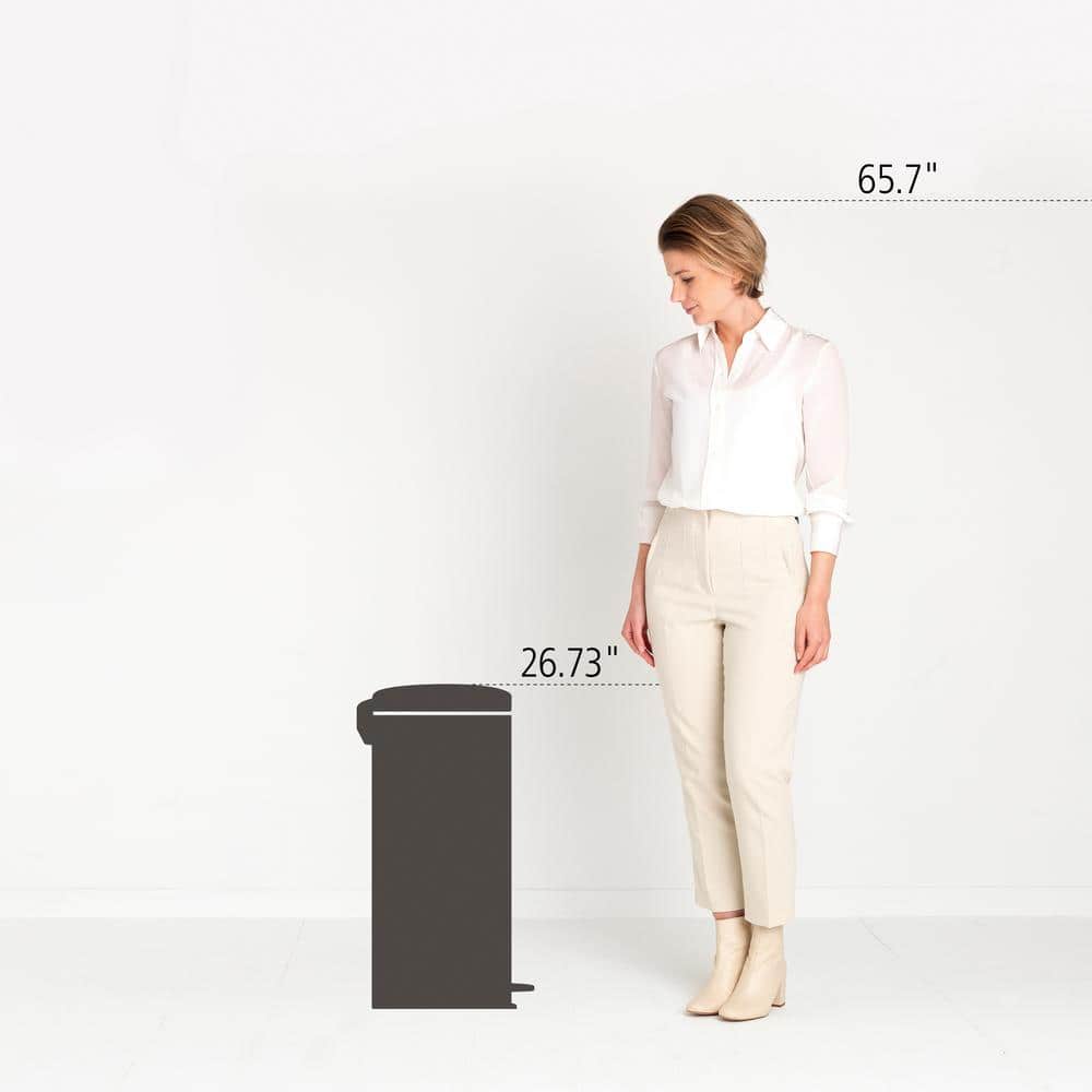 Mineral Concrete Gray Plastic Step-On Kitchen Trash Can, 8 Gallon