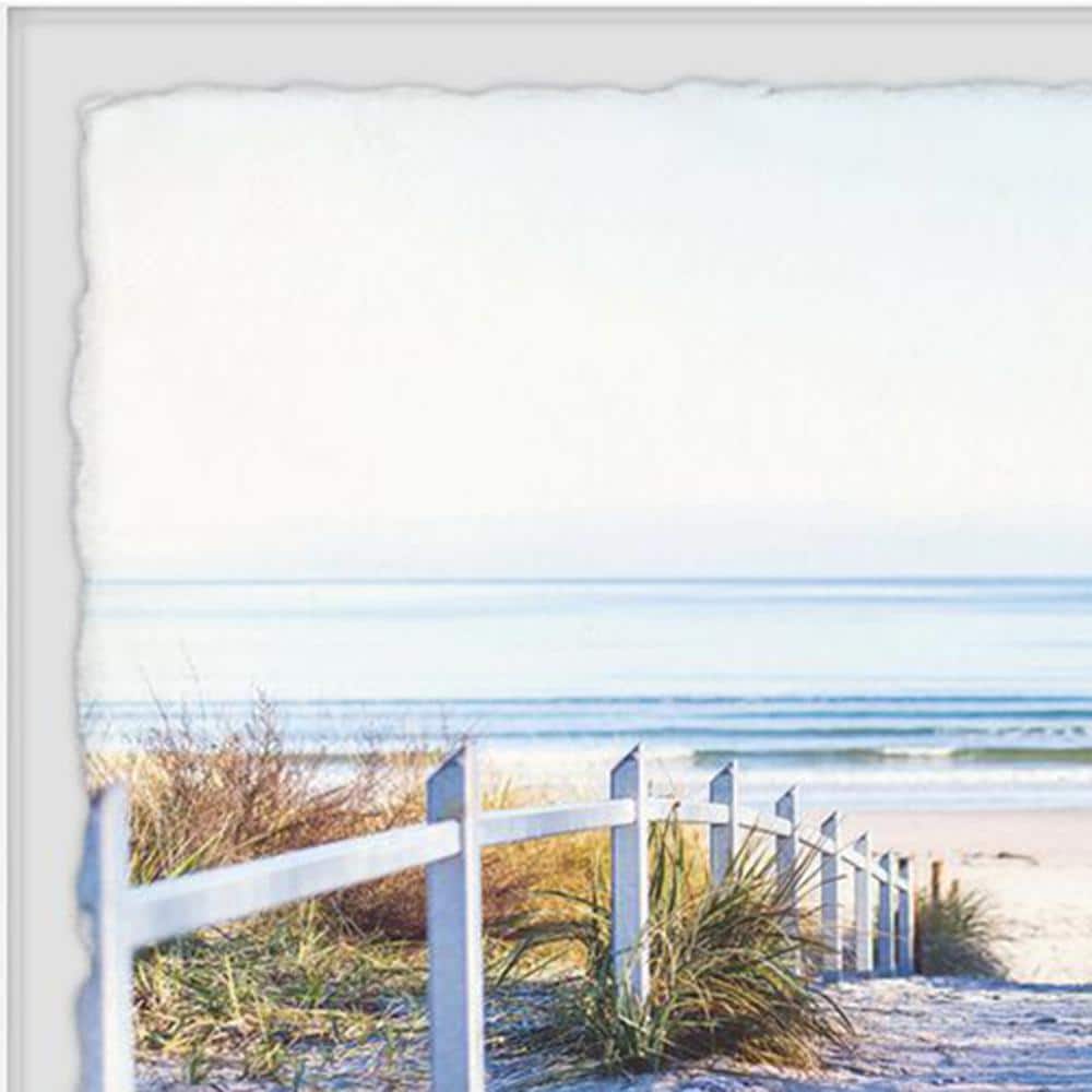 White Framed Coastal Landscape Print with Sandy Pathway, 12" x 8"