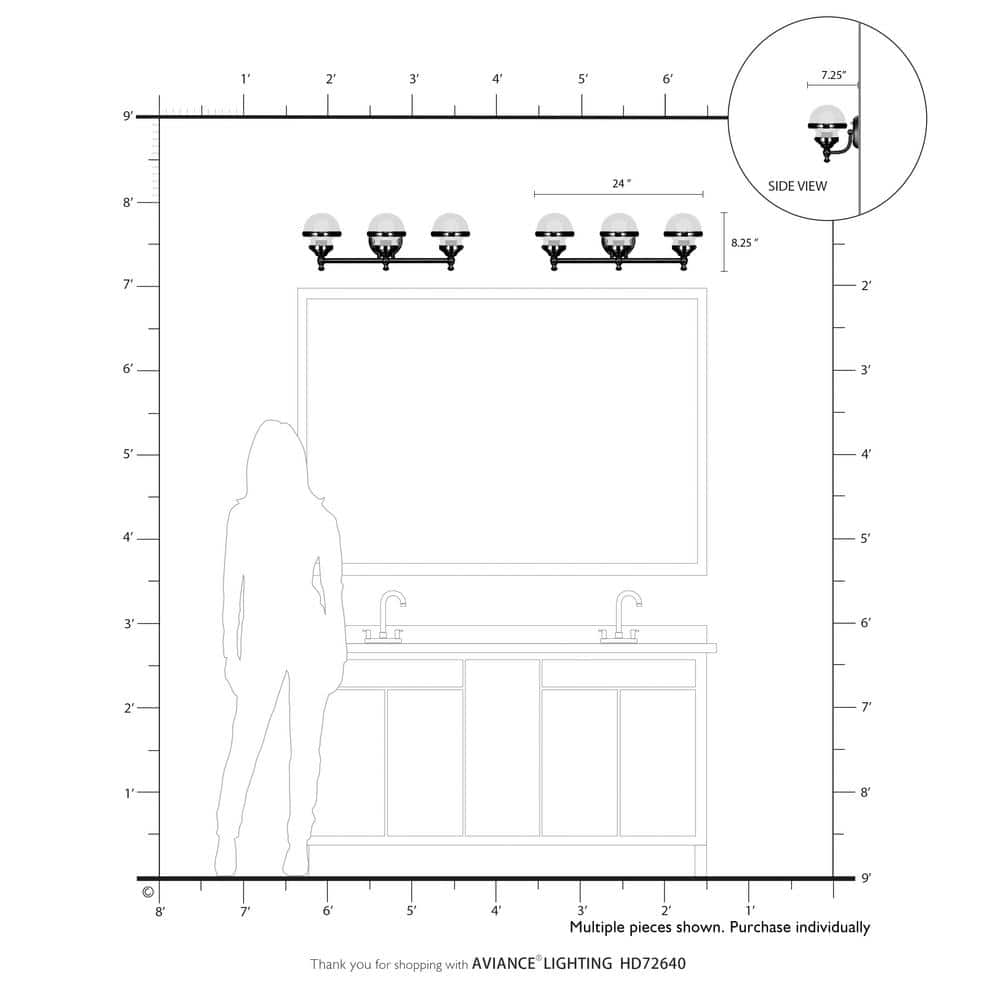 Brushed Nickel 3-Light Vanity with Clear Glass Shades