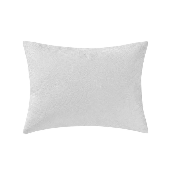 Island Estate Embroidered Leaf White Polyester 15 x 20 Breakfast Throw Pillow