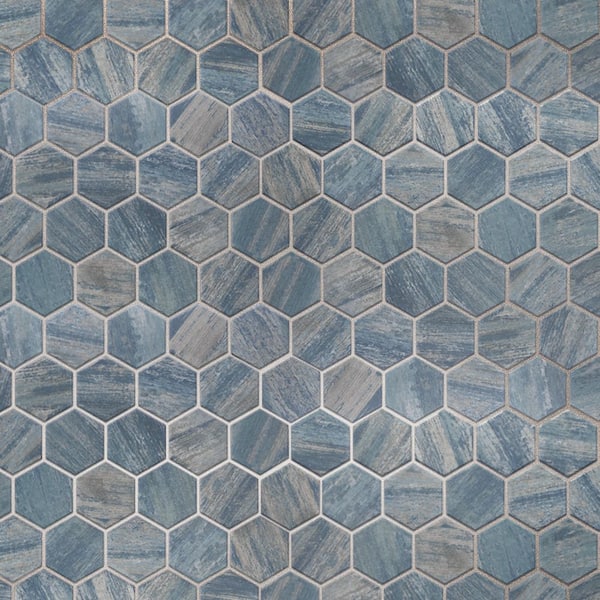 Cassis 2 in. Hex Blue 11 in. x 13 in. Porcelain Floor and Wall Mosaic Tile (10.0 sq. ft. /Case)
