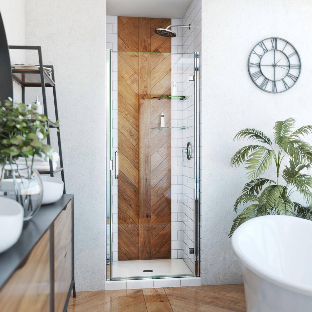 Chrome Semi-Frameless Swing Shower Door with Clear Glass