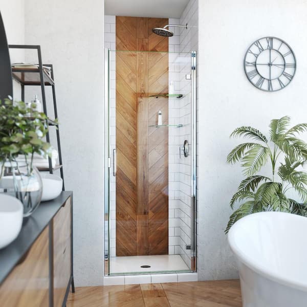 DreamLine Alliance Swing 30 in. W x 72-5/8 in. H Semi-Frameless Swing Shower Door in Chrome and Clear Glass