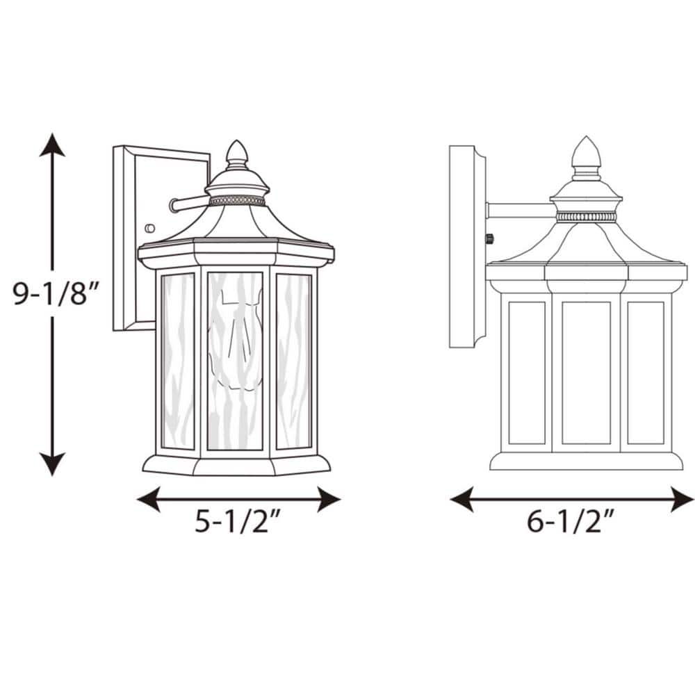 Elegant Hexagonal Bronze & Black Outdoor Wall Lantern with Clear Water Glass