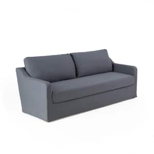 Nelle 83.5 in. Wide Slope Arm Polyester Rectangle Slipcovered Sofa with Removable Cushions in. Charcoal