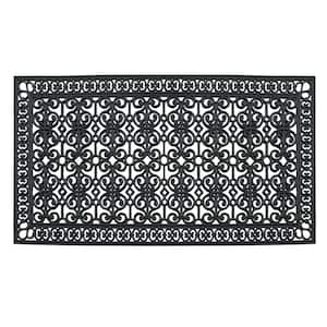 A1HC First Impression Black 36 in x 72 in Rubber Paisley Beautifully Hand Finished Thick Door Mat