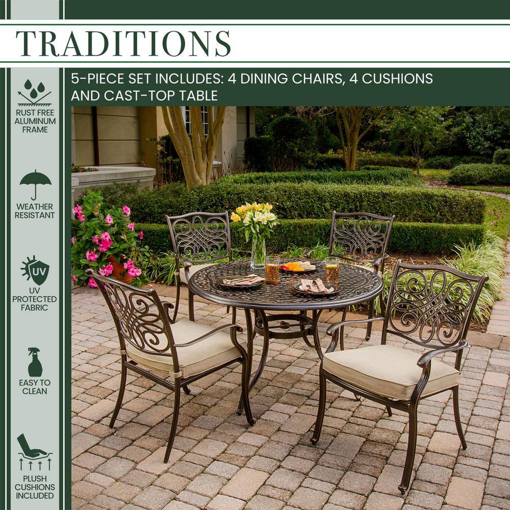 Oat Cushioned 5-Piece Aluminum Outdoor Dining Set