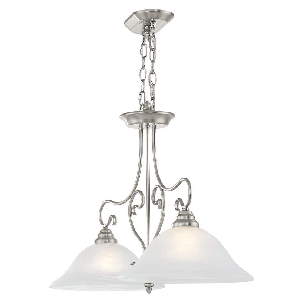 Elegant Brushed Nickel Island Light with White Alabaster Glass