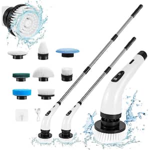 2024 Electric Spin Bathroom Scrubber with Long-Handle, 8 Replaceable Scrub Brush Heads, Led Display and Adjustable Speed