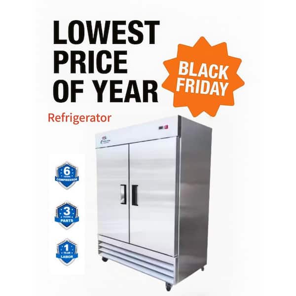 54 in. W 49 cu. ft. NSF Commercial 2-Door Reach in Upright Refrigerator in Stainless Steel