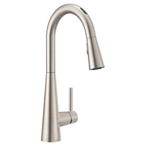 Sleek Single-Handle Smart Touchless Pull Down Sprayer Kitchen Faucet with Voice Control and Power Clean in Stainless