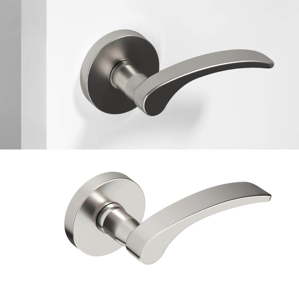 Okun Brook Metal Brushed Nickel Dummy Door Handle with Round