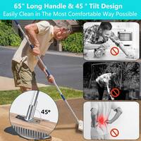 KIWDZFU 12 in. Concrete Scrub Brush with Heavy Duty Stiff Metal Bristle and 62 in. Long Handle PH00522098