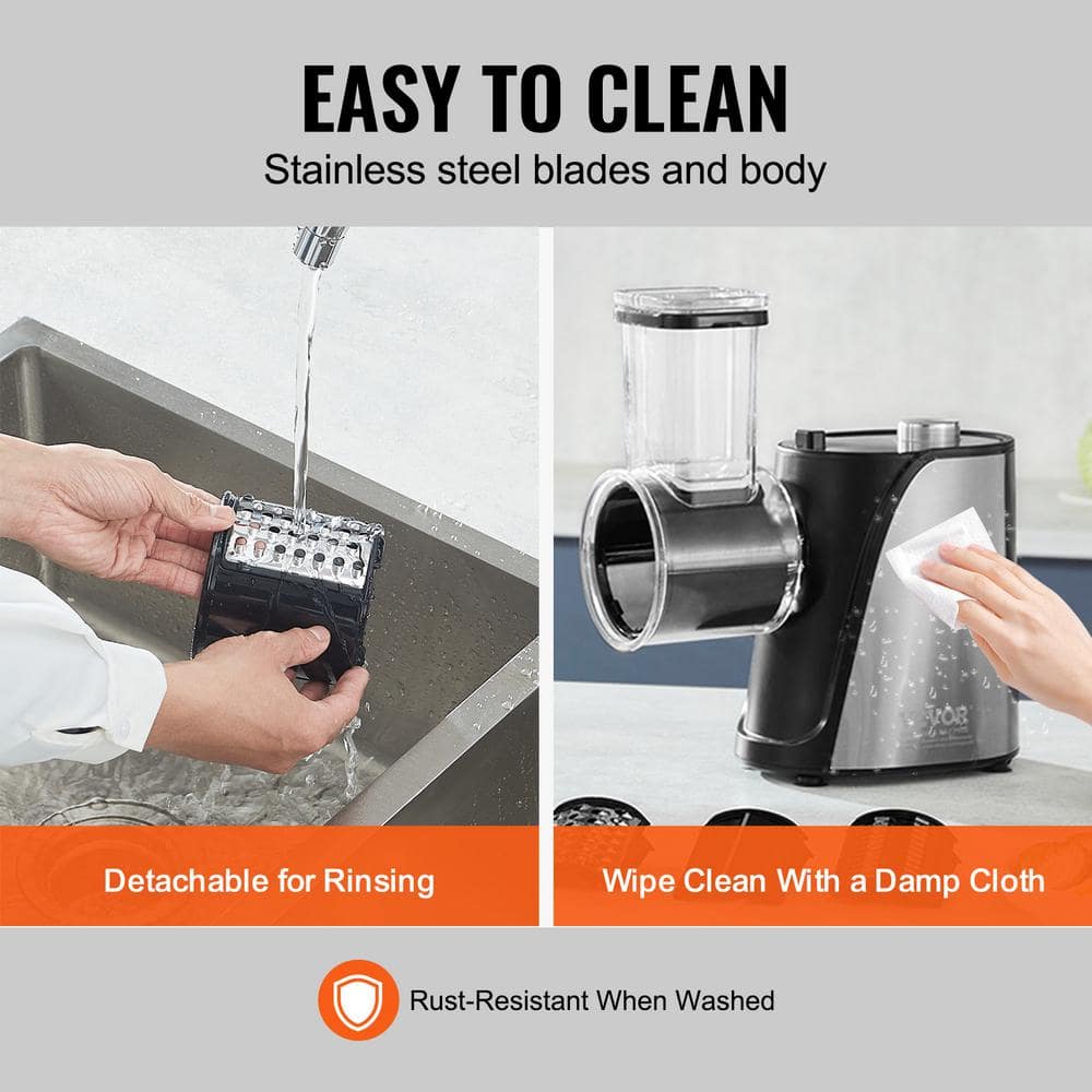 Stainless Steel 250W Electric Cheese and Vegetable Slicer with 5 Blades