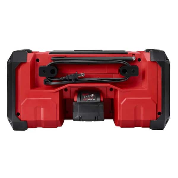 Milwaukee 2890-20 18V Dual Chemistry M18 Jobsite Radio with Shock Absorbing  End Caps, USB 2.1A Smartphone Charging, and 3.5mm Aux