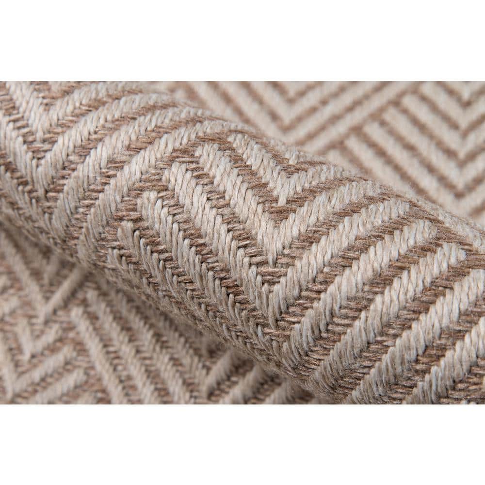 Beige Geometric Flat-Woven Synthetic 9'x13' Area Rug