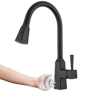 Sensor Smart Hands-Free Single-Handle Pull-Down Sprayer Kitchen Faucet, Touchless Kitchen Sink Faucet in Matte Black