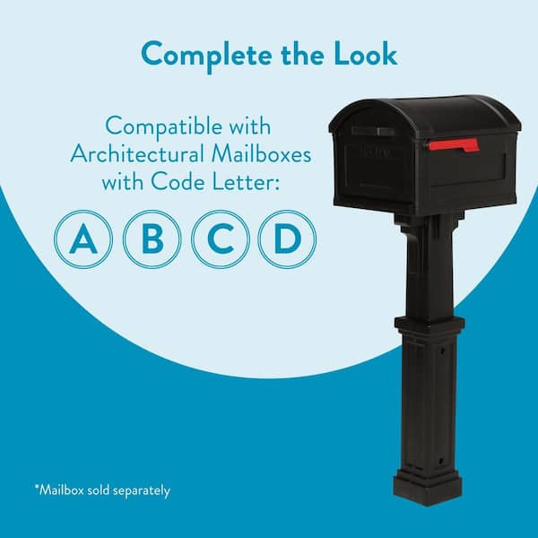 Grand Haven Plastic, Top Mount, Mailbox Post, Black