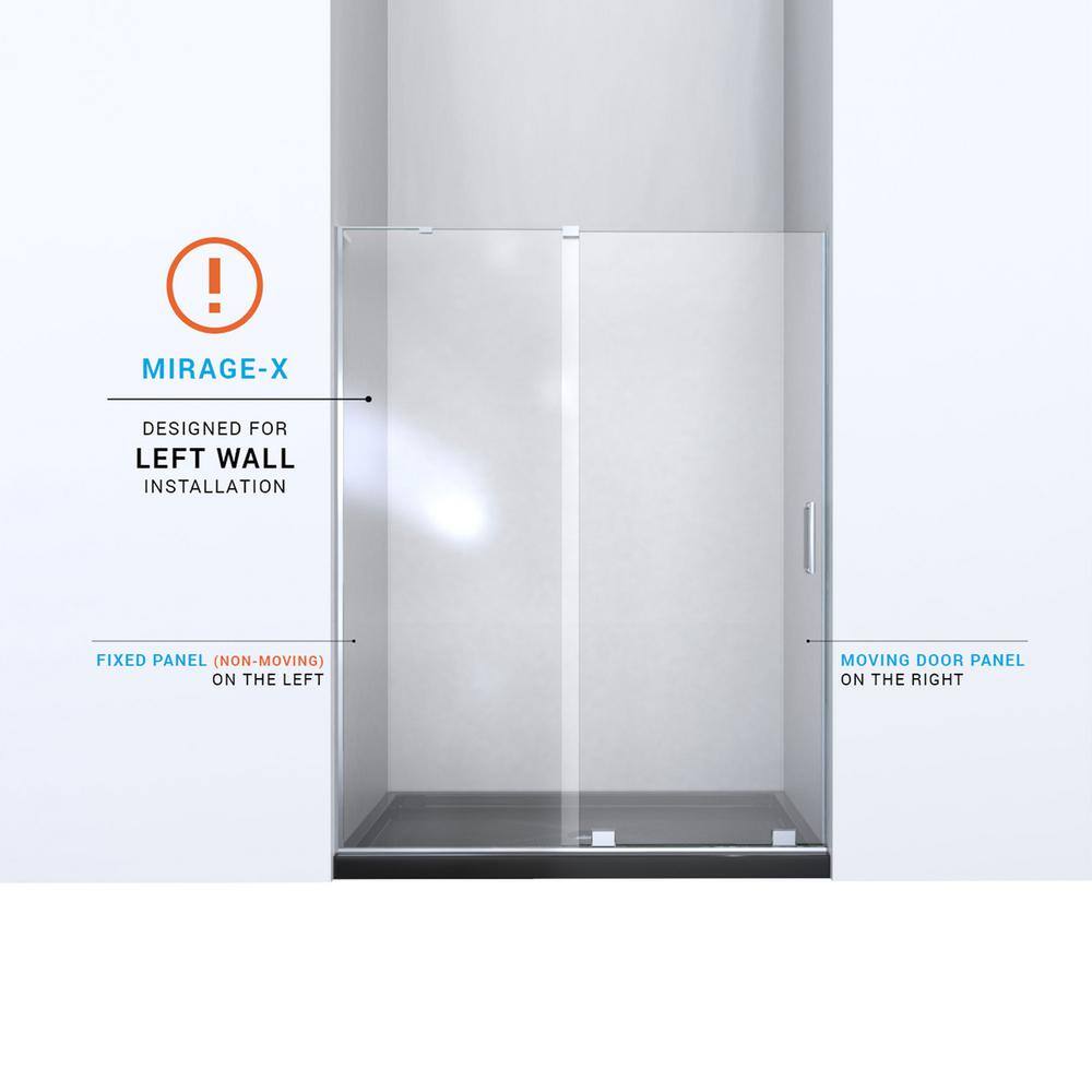 Mirage-X 60" Frameless Clear Glass Sliding Shower Door with Brushed Nickel Hardware