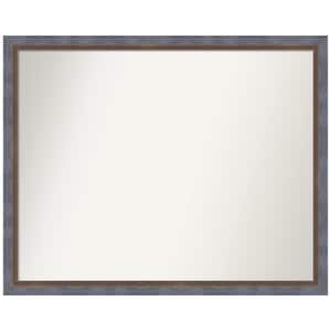 Two Tone Blue Copper 30.25 in. x 24.25 in. Non-Beveled Modern Rectangle Wood Framed Bathroom Wall Mirror in Blue