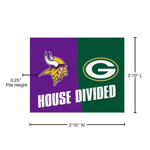FANMATS NFL Vikings/Packers Purple House Divided 3 ft. x 4 ft