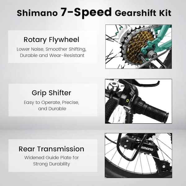 Unbranded - 20 in. Mountain Bike, Steel Frame Bicycle with 7 Speed in Green for Ages 8-12