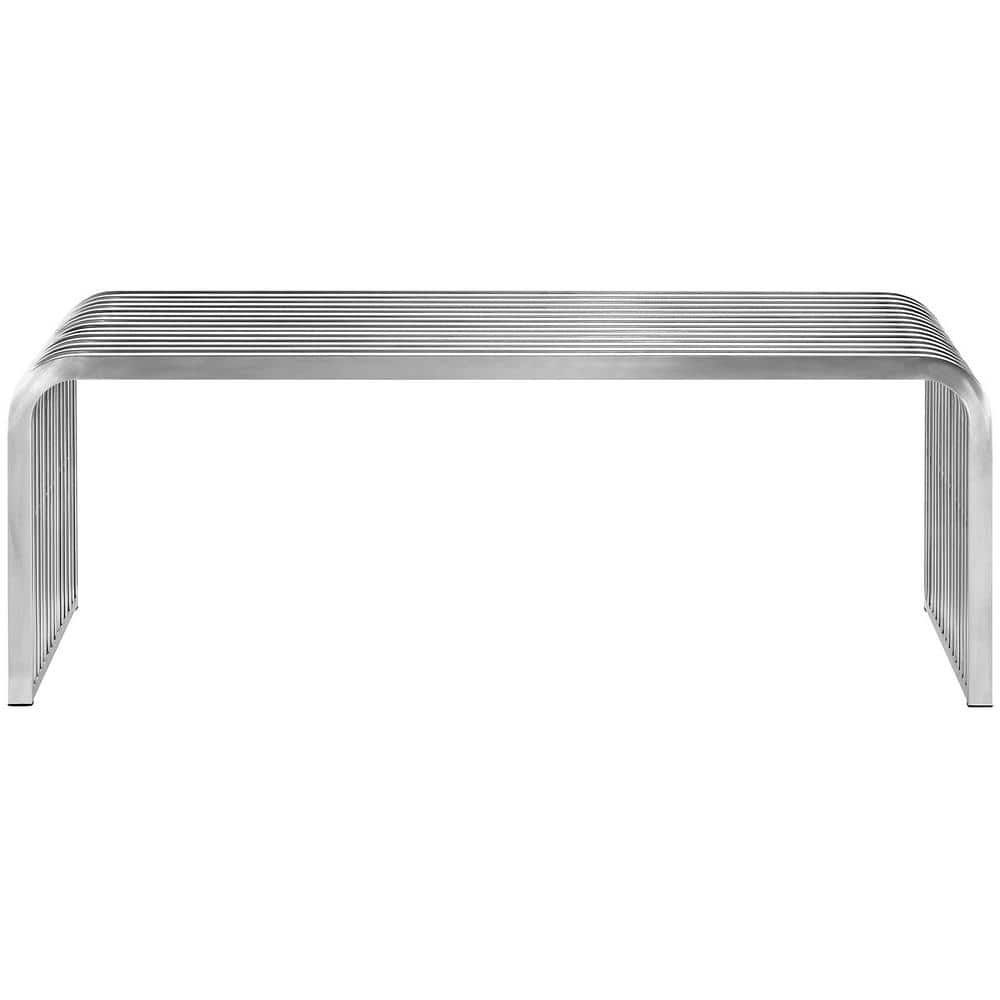 Modway 47" Silver Stainless Steel Modern Bench
