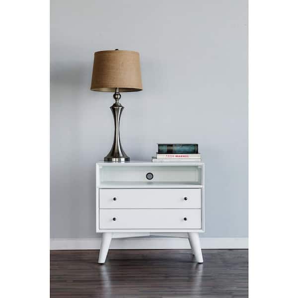 Unbranded Flynn White Large Nightstand (26  in. H x 28  in. W x 15  in. D)