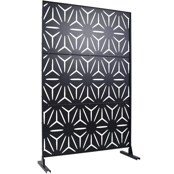 76 in. H x 48 in. W Steel Garden Fence Freestanding Outdoor Privacy Screen