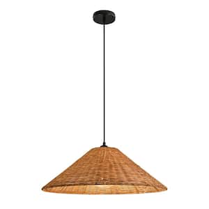 Carter 23.62 in. 1-Light Pendant Light with Natural Rattan Shade