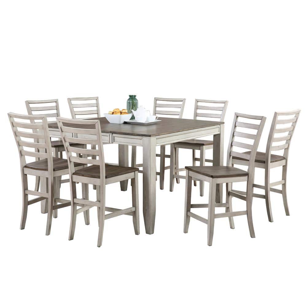 Abacus Smokey Alabaster and Honey 9-Piece Counter Dining Set