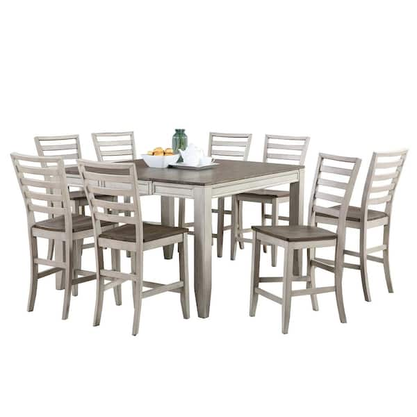 Abacus 9-Piece 2-Tone Smoky Alabaster and Smoky Honey Finish Counter Dining Set