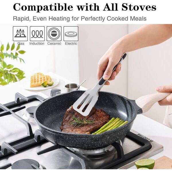 JFVKAF 3-Piece Nonstick Frying Pan Set Black Aluminum PFOA-Free