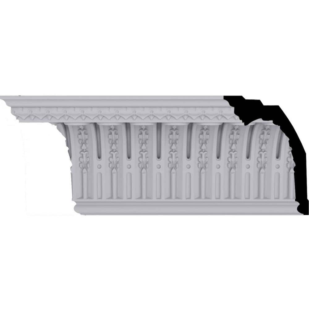 Primed White Geometric Polyurethane Crown Moulding Sample, 12" Length