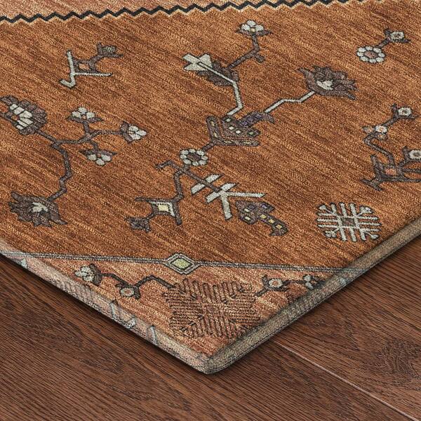 Mayfield Premium Machine Washable Abstract AMF2472 Paprika 2 ft. x 7 ft. Runner Rug