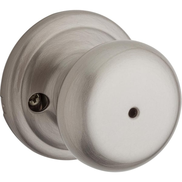 Hancock Satin Nickel Privacy Bed/Bath Door Knob Featuring Microban Antimicrobial Technology with Lock