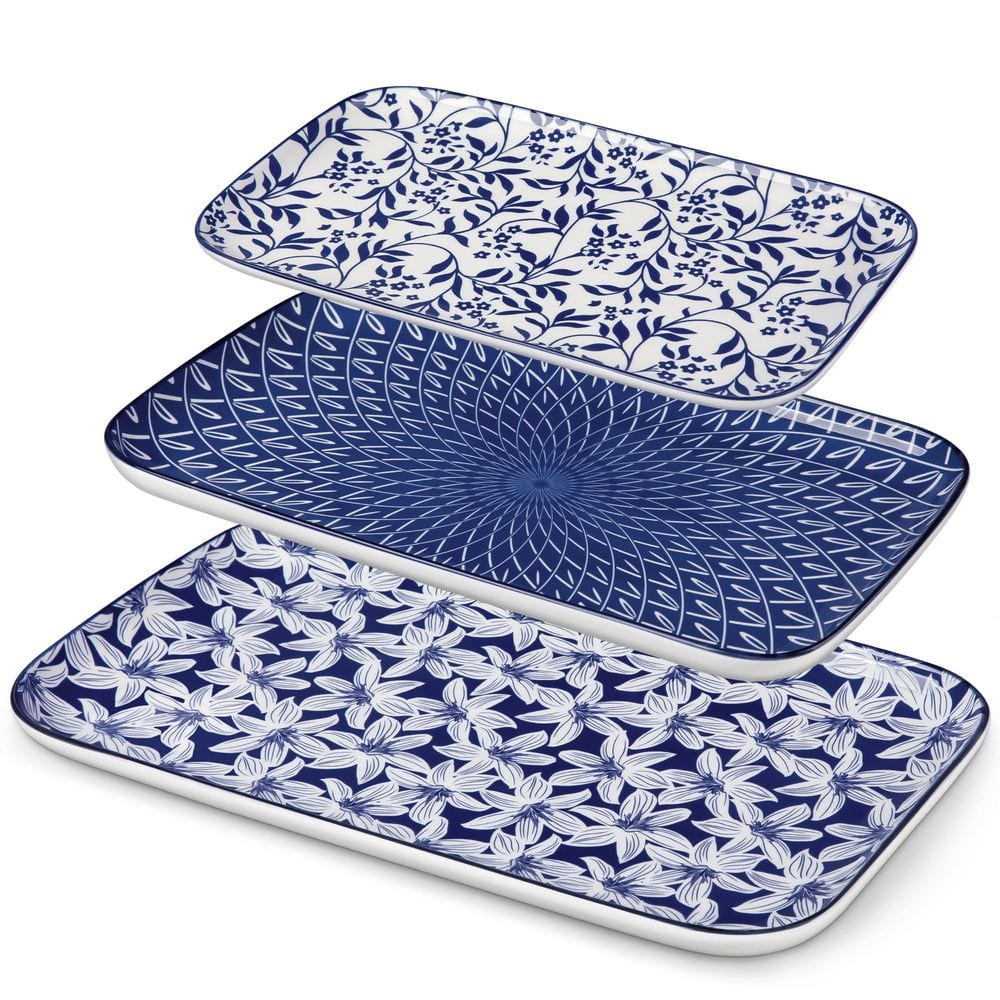 Rectangular Ceramic Serving Platters (Set of 3) Sizes 16-14-12 in. Microwave Dishwasher Oven Safe Vintage price history on PriceWatchPro