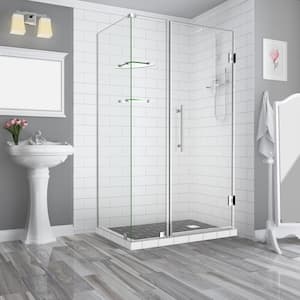Bromley GS 39.25 to 40.25 x 38.375 x 72 in Frameless Corner Hinged Shower Enclosure w/ Glass Shelves in Stainless Steel