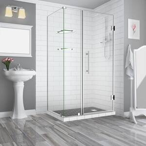Bromley GS 40.25 to 41.25 x 38.375 x 72 in Frameless Corner Hinged Shower Enclosure w/ Glass Shelves in Stainless Steel