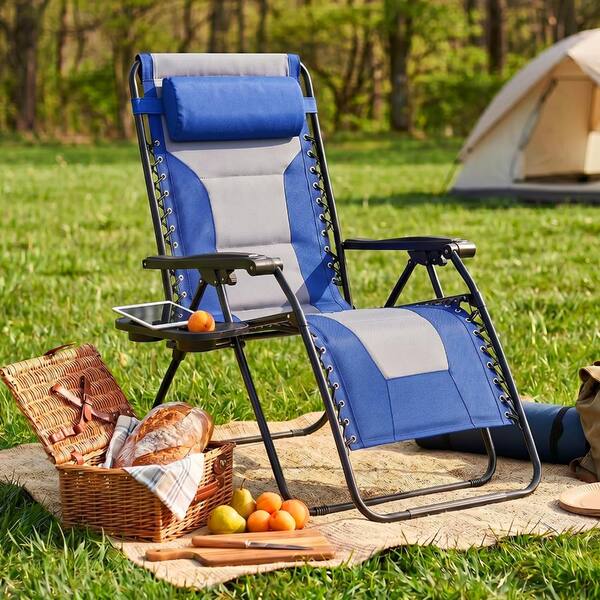 Yangming Blue Grey Metal Folding Zero Gravity Chair 400D Oxford
