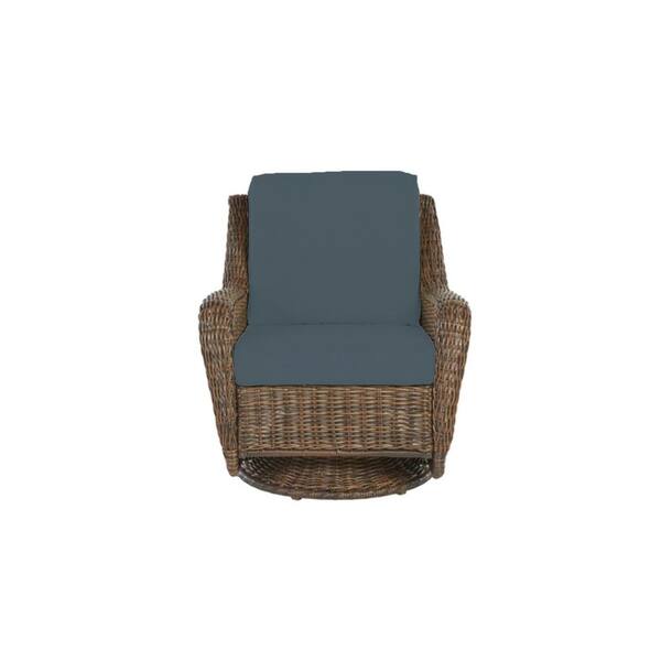 Hampton Bay Cambridge Brown Wicker, Sunbrella Outdoor Cushions For Rocking Chairs