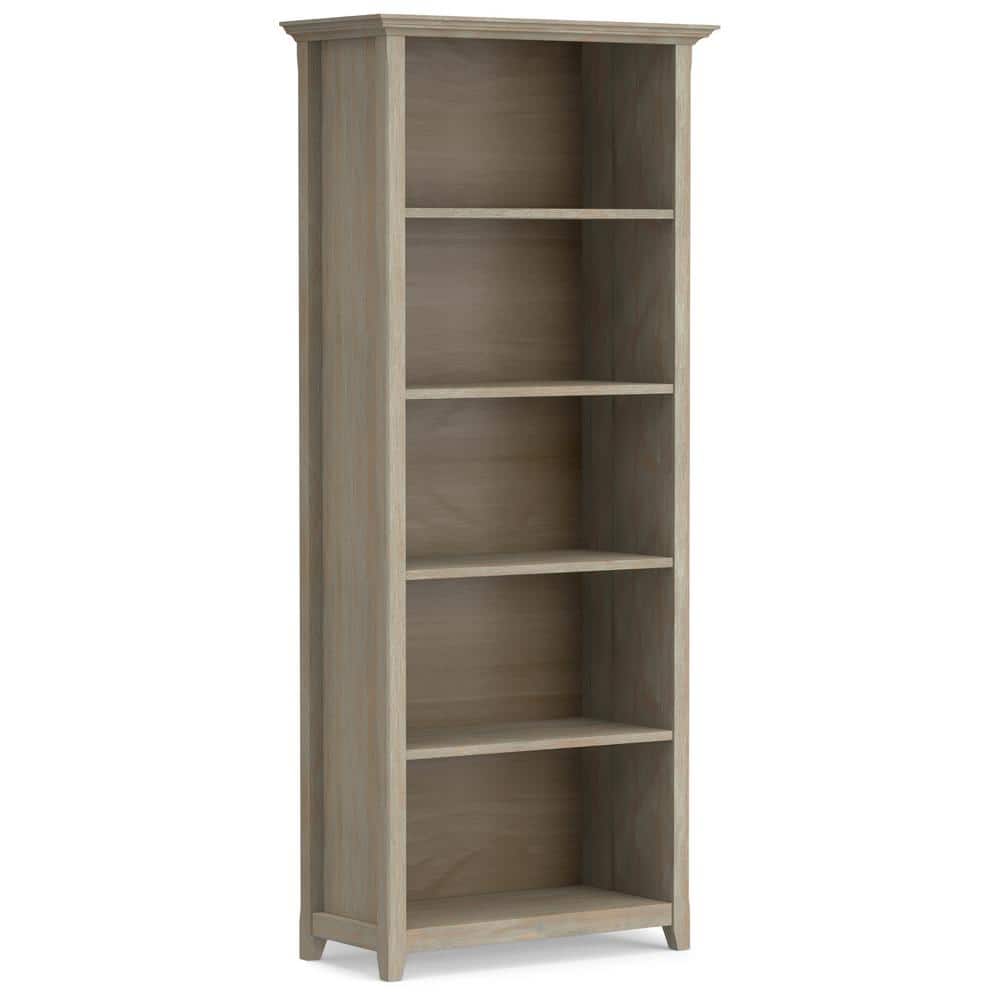 Distressed Grey Pine Adjustable 5-Shelf Bookcase