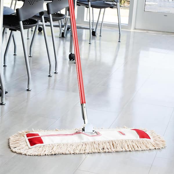 24 in. High Power Cotton Dust Flat Mop with Steel Handle (4-Pack)