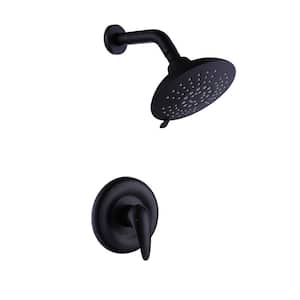 Single Handle 5-Spray Wall Mount Shower Faucet 4.4 GPM with Pressure Balance 6 in. Brass Shower System in Matte Black