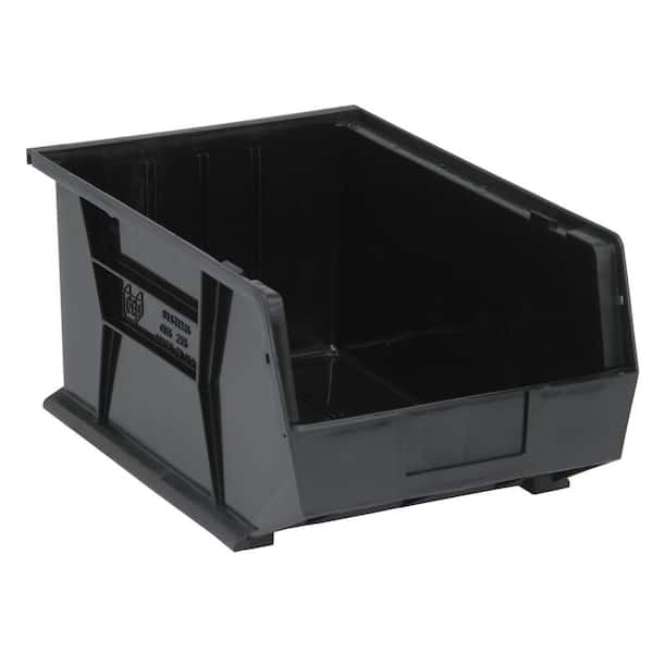QUANTUM STORAGE SYSTEMS Ultra Series Stack and Hang 8.9 Gal. Storage Bin in Black (4-Pack)