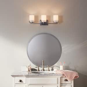 Hendrik 24 in. 3-Light Chrome Contemporary Bathroom Vanity Light with Satin Etched Cased Opal Glass