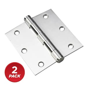 3-1/2 in. x 3-1/2 in. Stainless Steel Full Mortise Butt Hinge with Removable Pin (2-Pack)