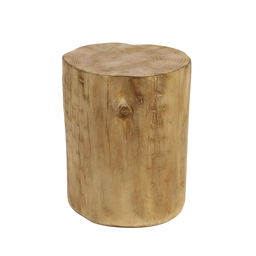 Sudzendf Light Brown Hand-Painted Wood Stump Style Outdoor Side